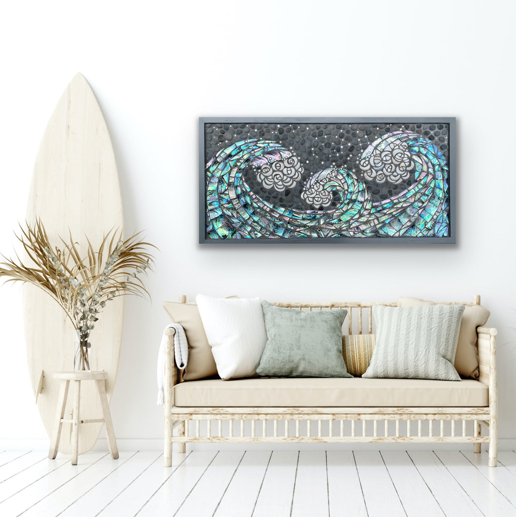 King Tide framed paua & shell mosaic